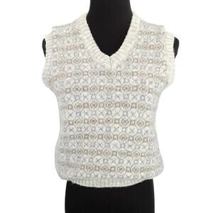 Vintage 90s Sweater Vest Gray Womens M 100% Wool